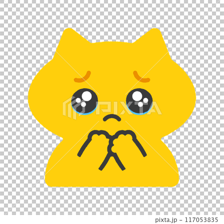 うるうるの涙目のかわいい猫 - ぴえんの絵文字のようなの表情の動物のデザイン素材 117053835