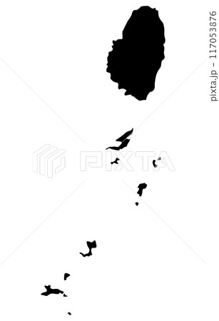 Black Silhouette of a saint vincent and the grenadines Country land Map 117053876