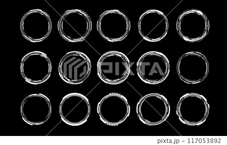 Set of sci fi white circle user interface elements technology futuristic design modern creative on black background vector 117053892
