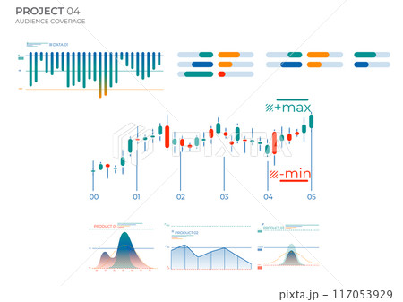 Modern business elements charts in color. Finance Charts. Modern business elements charts in color. Finance Charts. 117053929