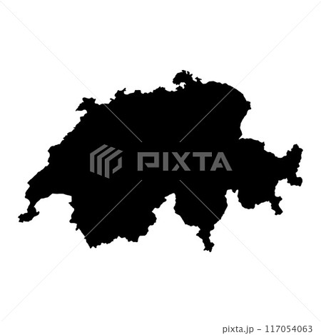 Black Silhouette of a Switzerland Country land Map Black Silhouette of a Switzerland Country land Map 117054063