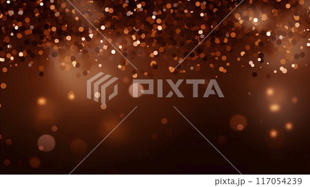 brown holiday background with Christmas transparent spots glare and shine glitter. New year design 117054239