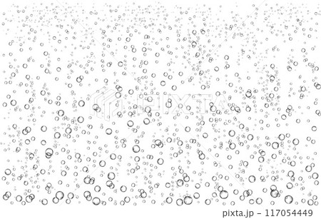 Oxygen air bubbles flow in water on white background. Oxygen air bubbles flow in water on white background. 117054449