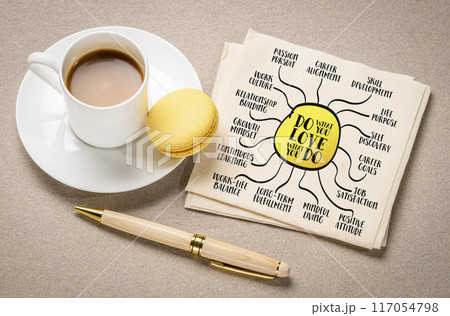 do what you love, love what you do - motivational quote and mind map infographics, career, education, ikigai and personal development 117054798