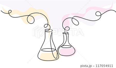 Chemistry retorts equipment with molecules concept. 117054911