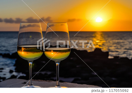 Seaside Serenity: Couple's Date at Dusk 117055092