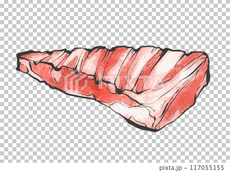 牛三角バラの手書き筆絵風イラスト 117055155