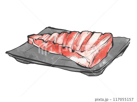 牛三角バラの手書き筆絵風イラスト 牛三角バラの手書き筆絵風イラスト 117055157