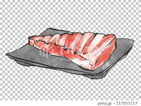 Hand-drawn illustration of cow triangle rose 117055157