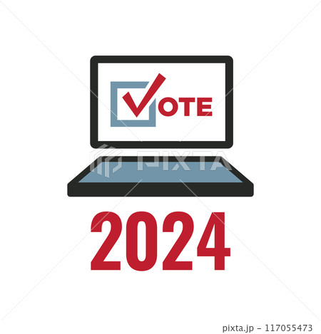 Voting 2024 Icon with Vote, Government, and Patriotic Symbolism and Colors 117055473