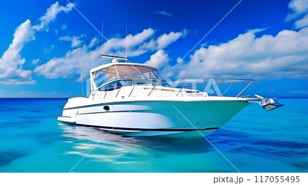 Luxurious yacht on the mexican caribbean sea Luxurious yacht on the mexican caribbean sea 117055495
