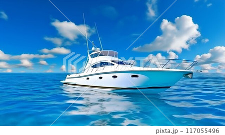 Luxurious yacht on the mexican caribbean sea Luxurious yacht on the mexican caribbean sea 117055496