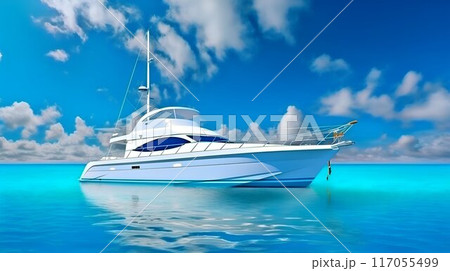 Luxurious yacht on the mexican caribbean sea Luxurious yacht on the mexican caribbean sea 117055499