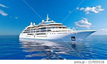 Luxurious yacht in the mexican caribbean sea Luxurious yacht in the mexican caribbean sea 117055516