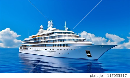 Luxurious yacht in the mexican caribbean sea Luxurious yacht in the mexican caribbean sea 117055517