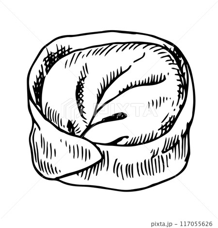 asian dumpling, illustration in sketch style. frozen convenience food 117055626