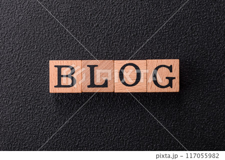 Inscription Blog with wooden cubes, conceptual background 117055982