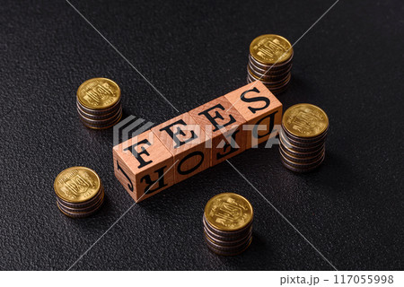 Inscription Fees with wooden cubes, conceptual background with copy space Inscription Fees with wooden cubes, conceptual background with copy space 117055998