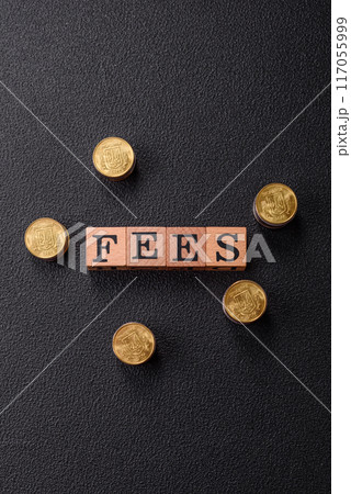Inscription Fees with wooden cubes, conceptual background with copy space Inscription Fees with wooden cubes, conceptual background with copy space 117055999