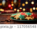 Delicious Christmas cookies, shaped like stars 117056548