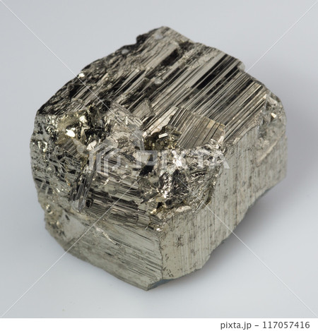 natural silver pyrite gem on the white background 117057416