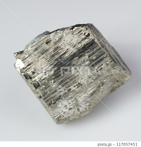 natural silver pyrite gem on the white background 117057451