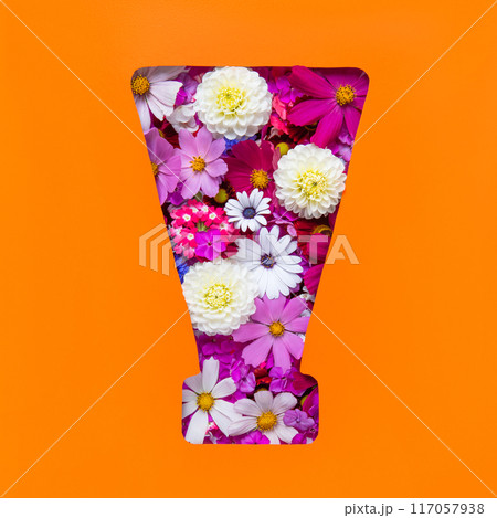 Cut-out bottle of cosmetics made of orange paper with summer flowers. Design for new product, banner, promotion sale, cosmetic, presentation. Mockup for your text and sentences Cut-out bottle of cosmetics made of orange paper with summer flowers. Design for new product, banner, promotion sale, cosmetic, presentation. Mockup for your text and sentences 117057938