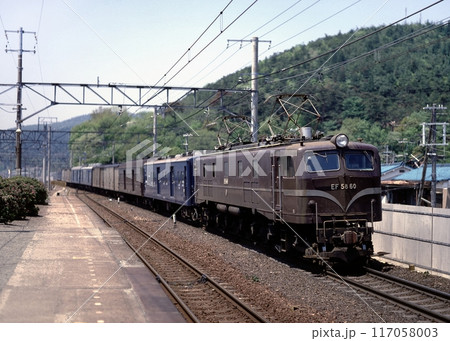 国鉄　列車　荷物　EF58   60    山科　浜松　 117058003