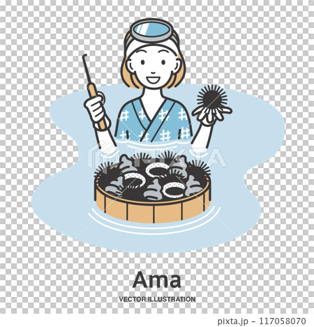 A woman diver fishing in the sea 117058070