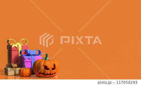 The jack o lantern for Halloween concept 3d rendering. 117058293