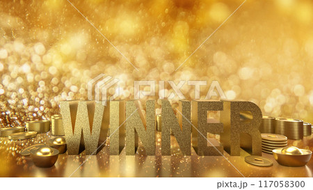 The winner text on gold Background 3d rendering. 117058300