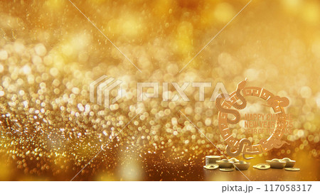 The Gold snake for Chinese New Year  concept 3d rendering. The Gold snake for Chinese New Year  concept 3d rendering. 117058317