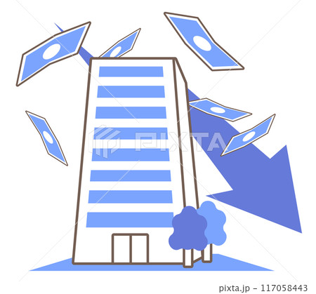 価値が下がるビルの不動産イラスト 117058443