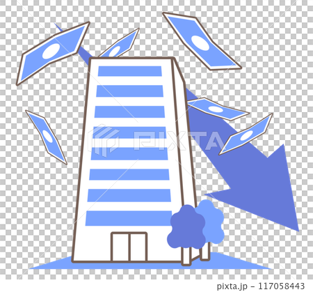価値が下がるビルの不動産イラスト 117058443