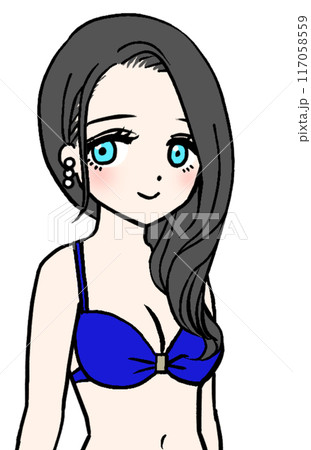 微笑む青い水着の女性のイラスト素材 [117058559] - PIXTA