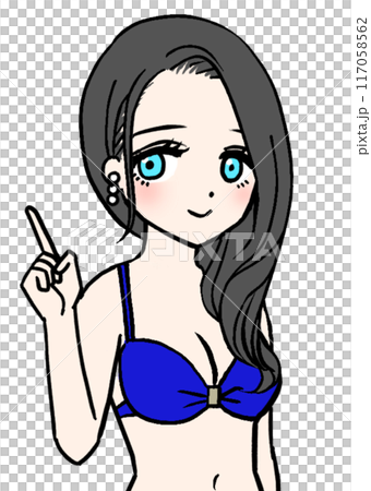 Smiling woman in blue swimsuit teaching Smiling woman in blue swimsuit teaching 117058562