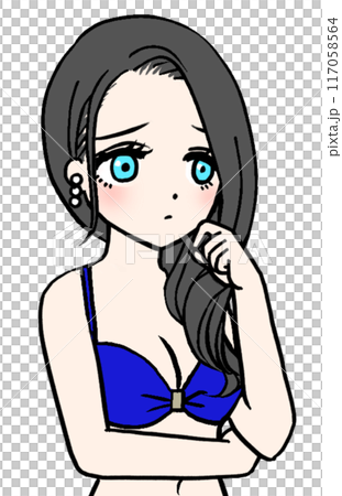 A woman in a blue swimsuit in trouble A woman in a blue swimsuit in trouble 117058564