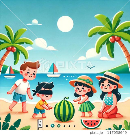 夏の思い出（スイカ割り） 117058649