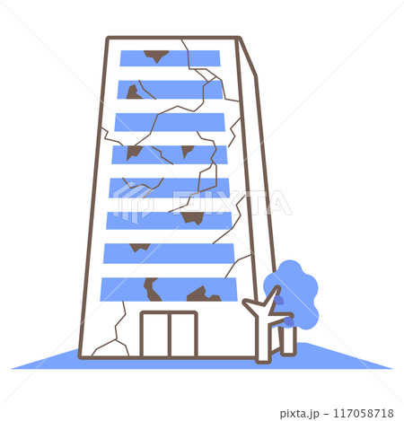 廃墟となって放置されたビルのイラスト 117058718