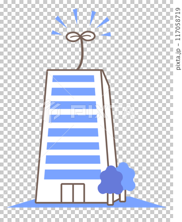 Illustration of a building with buds sprouting 117058719