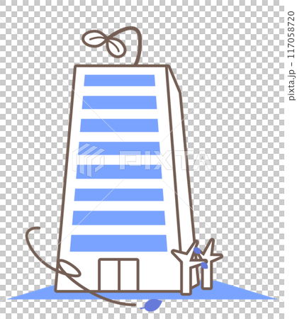 Illustration of a dilapidated and decaying building 117058720