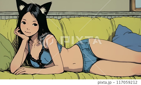 下着姿のきつね娘