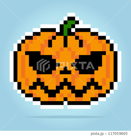 8 bit pixel of pumpkin halloween. Veggies for game assets and cross stitch patterns in vector illustrations. 8 bit pixel of pumpkin halloween. Veggies for game assets and cross stitch patterns in vector illustrations. 117059605