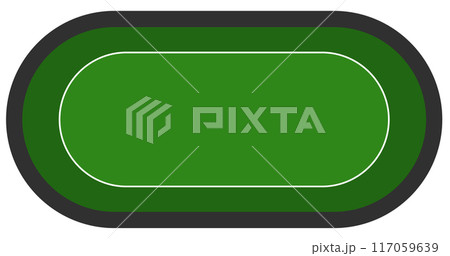 Green poker table icon. Poker or blackjack playing field sign. Poker table with green cloth symbol. flat style. 117059639