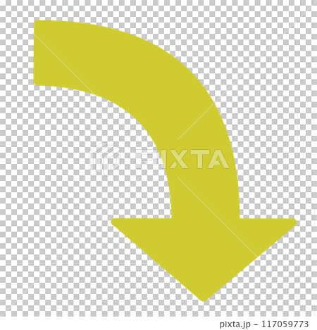 カーブする矢印2(黄色)(線画なし) カーブする矢印2(黄色)(線画なし) 117059773