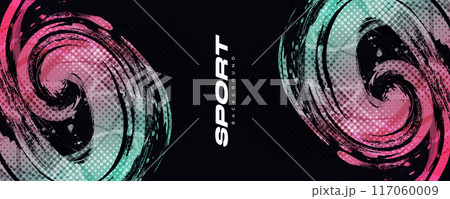 Abstract Background with Pink and Tosca Gradient Brush Texture and Halftone Effect. Grunge Sport Background, for Event Banner or Poster Design 117060009