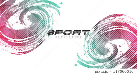 Abstract Background with Pink and Tosca Gradient Brush Texture and Halftone Effect. Grunge Sport Background, for Event Banner or Poster Design 117060010