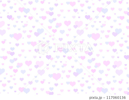 淡く優しいたくさんのハートのシームレスなパターン 淡く優しいたくさんのハートのシームレスなパターン 117060136