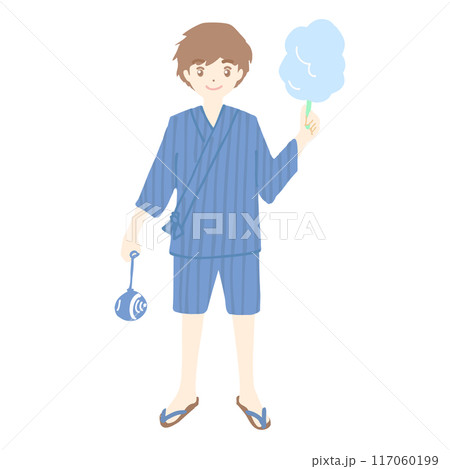 甚平を着た男の子の全身イラスト 117060199