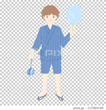 甚平を着た男の子の全身イラスト 117060199